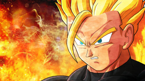 Super Saiyan Gohan Intense Dragon Ball Z Fire Background 4K Wallpaper