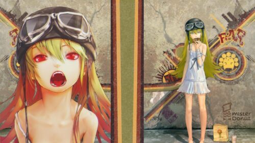 Anime Girl Kiss Shot Acerola Orion Heart Under Blade Eating Donut 4K Desktop Wallpaper