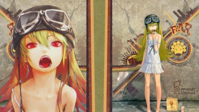 Anime Girl Kiss Shot Acerola Orion Heart Under Blade Eating Donut 4K Desktop Wallpaper