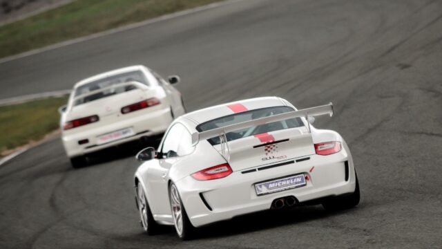 White Porsche 911 GT3 Racing on Track High Resolution 4K Wallpaper