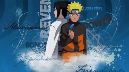 Naruto Uzumaki and Sasuke Uchiha Back to Back Anime Desktop Wallpaper