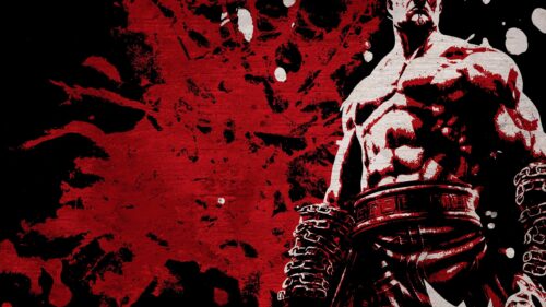 Kratos God of War Abstract Red and Black Artistic 4K Desktop Wallpaper