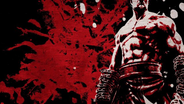 Kratos God of War Abstract Red and Black Artistic 4K Desktop Wallpaper