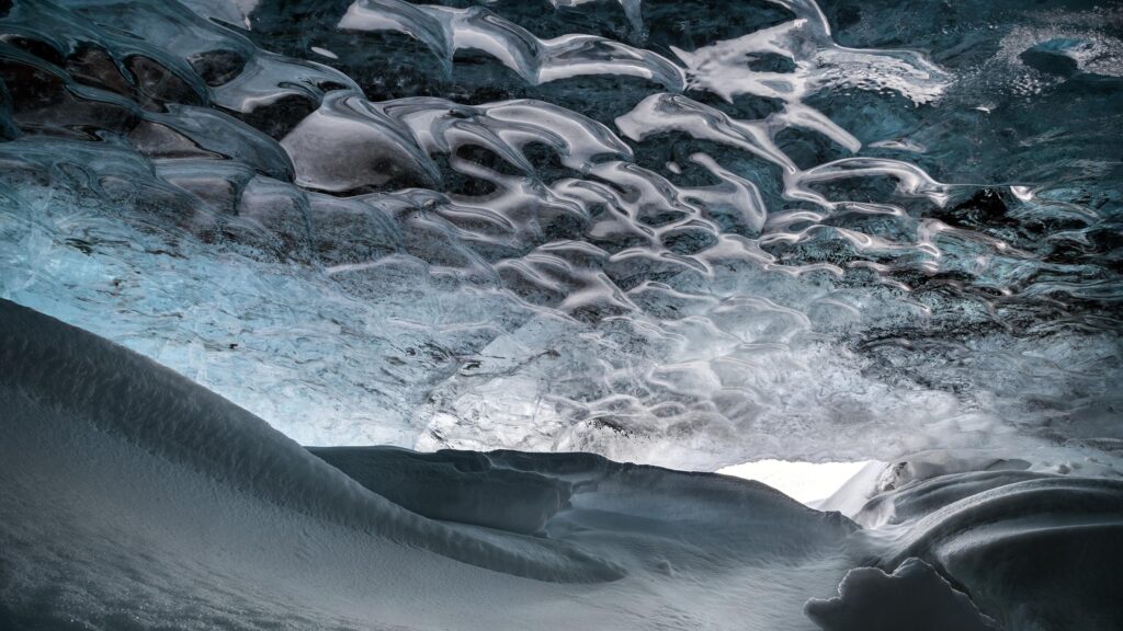 Breathtaking Ice Cave Interior Natural Texture 4K Wallpaper