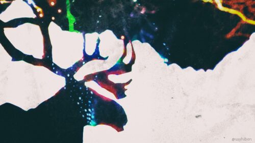 Stunning Abstract Reindeer Silhouette with Cosmic Neon Colors Desktop Wallpaper