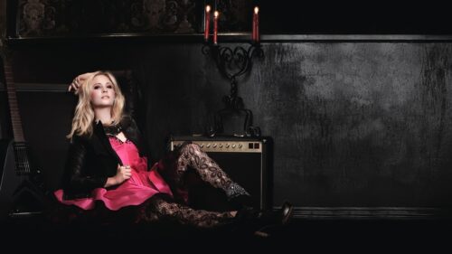 Candice King Rocker Aesthetic Portrait Dark Background Desktop Wallpaper
