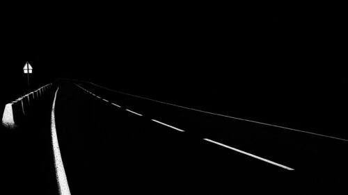 Minimalist Dark Road Night Highway 4K Desktop Wallpaper