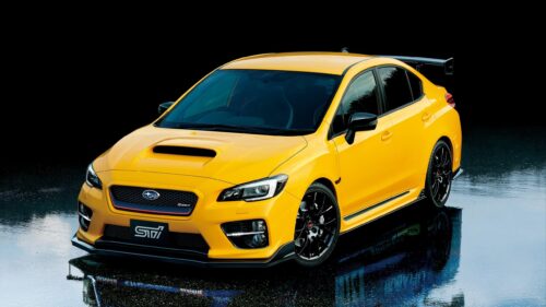 Stunning Yellow Subaru WRX STI S207 Sport Sedan Desktop Wallpaper