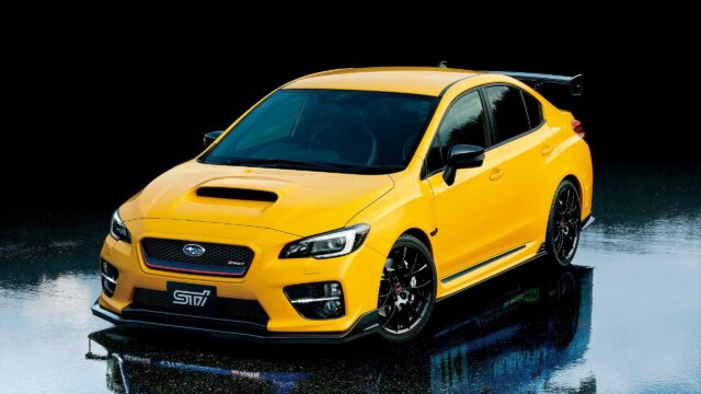 Stunning Yellow Subaru WRX STI S207 Sport Sedan Desktop Wallpaper