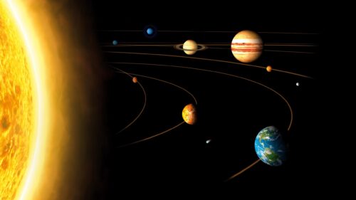 Stunning Solar System Planets and Sun Illustration Desktop Wallpaper