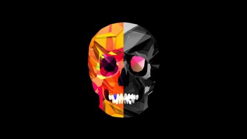 Abstract Geometric Split Color Skull Minimalist 4K Wallpaper