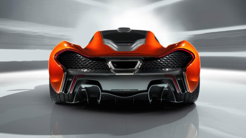 McLaren P1 Rear View Orange Supercar 4K Desktop Wallpaper