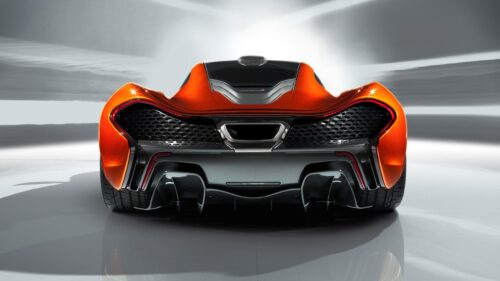 McLaren P1 Rear View Orange Supercar 4K Desktop Wallpaper