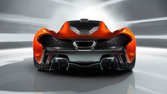 McLaren P1 Rear View Orange Supercar 4K Desktop Wallpaper