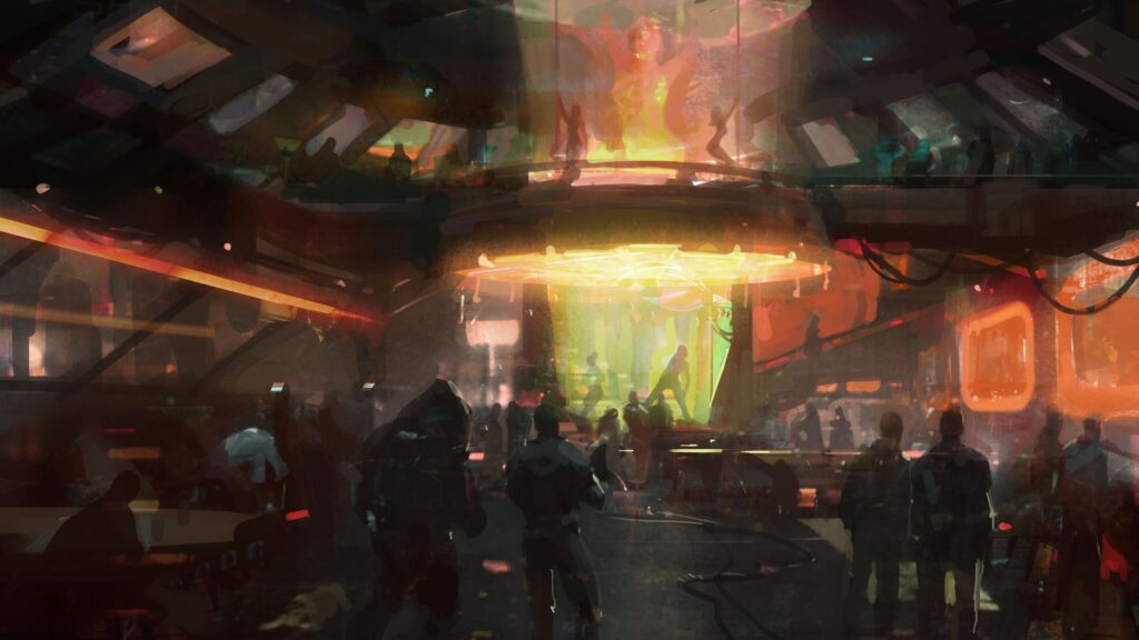 Futuristic Cyberpunk Nightclub Atmosphere Digital Art 4K Wallpaper