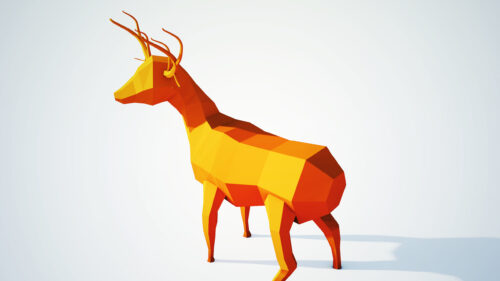 Minimalist Low Poly Golden Deer 4K PC Wallpaper