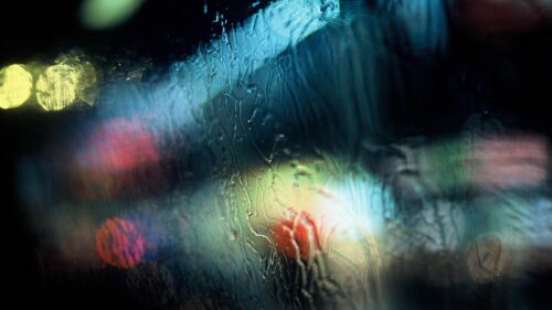 Abstract Rainy Window Bokeh Lights Night View Desktop Wallpaper