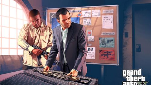 Michael De Santa and Franklin Clinton GTA 5 Planning Heist 4K Desktop Wallpaper