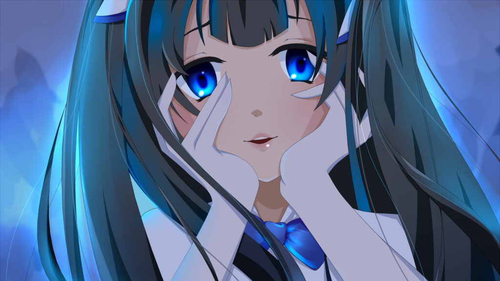 Anime Girl with Mesmerizing Blue Eyes and Long Hair Aesthetic 4K Desktop Wallpaper