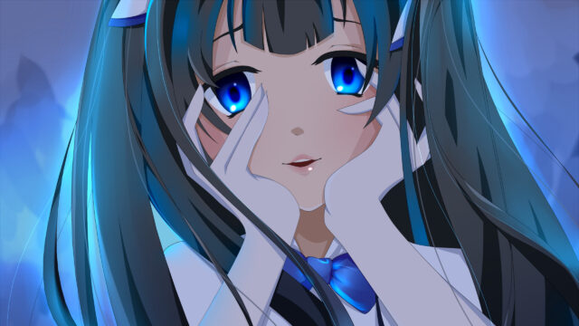 Anime Girl with Mesmerizing Blue Eyes and Long Hair Aesthetic 4K Desktop Wallpaper