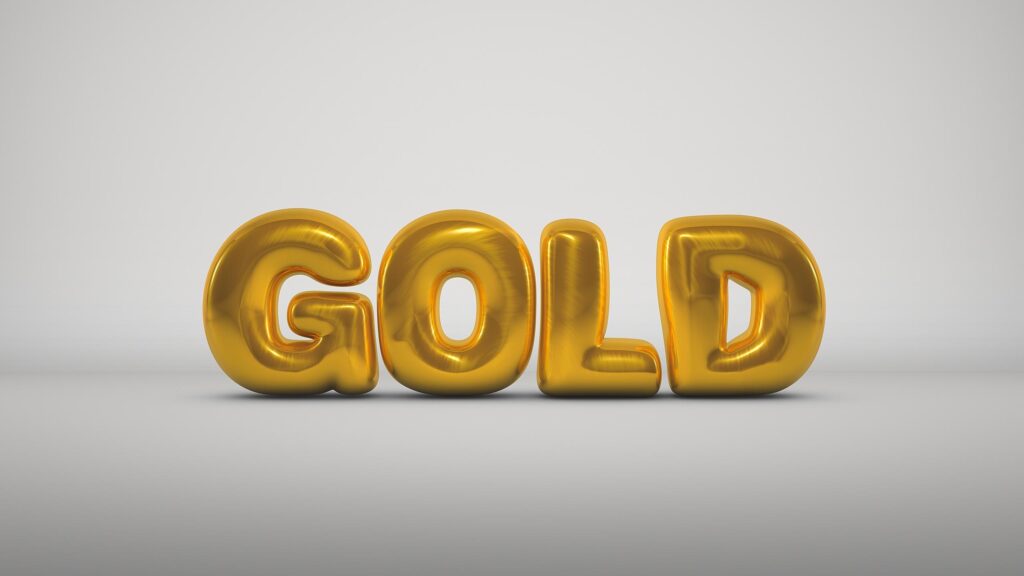 Shiny Golden Metallic 3D Text Typography Desktop Wallpaper