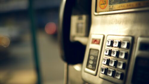 Vintage Public Payphone Close-up Cinematic Desktop Wallpaper