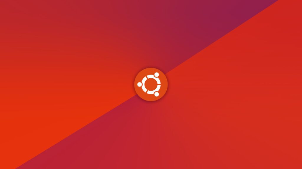 Minimalist Ubuntu Logo with Diagonal Red Gradient Split 4K Desktop Wallpaper
