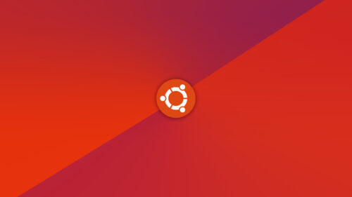 Minimalist Ubuntu Logo with Diagonal Red Gradient Split 4K Desktop Wallpaper