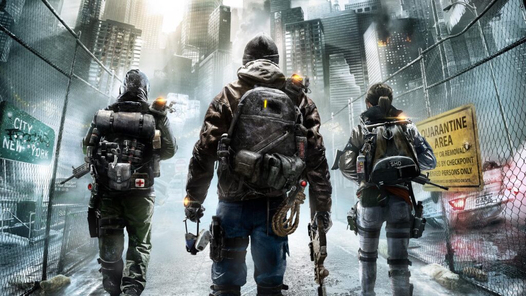 The Division Agents Standing Before New York Quarantine Zone 4K Wallpaper