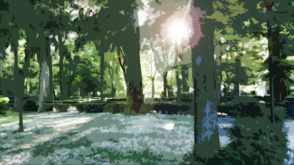 Enchanting Forest Glade with Sunbeams 4K Desktop Wallpaper