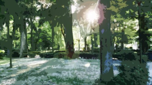 Enchanting Forest Glade with Sunbeams 4K Desktop Wallpaper
