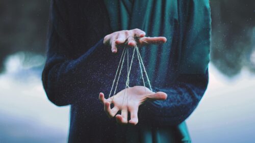 Mysterious Person Controlling Strings Surreal Concept Desktop Wallpaper