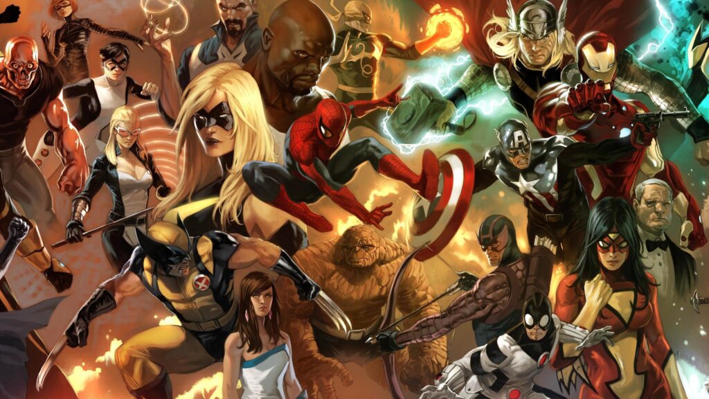 Epic Marvel Comics Superheroes Team Battle 4K Desktop Wallpaper