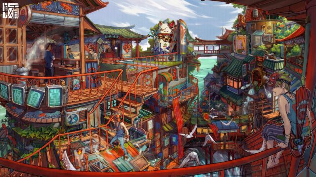 Futuristic Asian Cyberpunk City Street Scene with Manga Style Aesthetic 4K PC Wallpaper