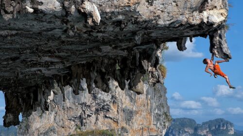 Extreme Rock Climbing Adventure on Limestone Cliffs PC Wallpaper