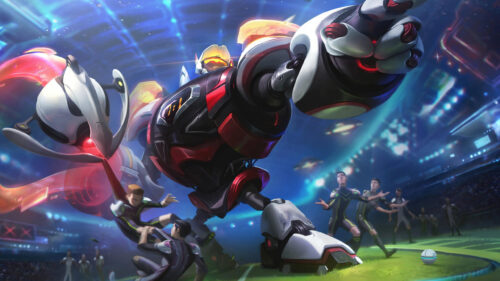 Striker Lucian Robot Soccer Match League of Legends Desktop Wallpaper