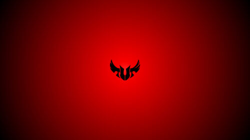 Minimalist ASUS TUF Gaming Shield Logo on Red Gradient Background 4K Wallpaper