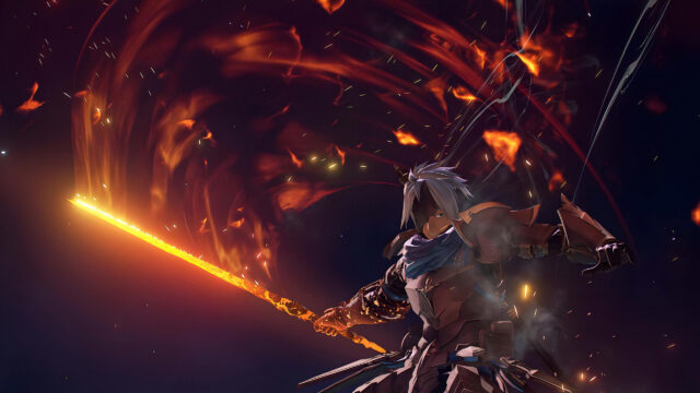 Alphen Tales of Arise Flaming Sword 4K Desktop Wallpaper