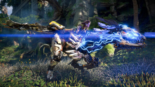 Aloy Riding a Mechanical Raptor in Horizon Forbidden West 4K PC Wallpaper