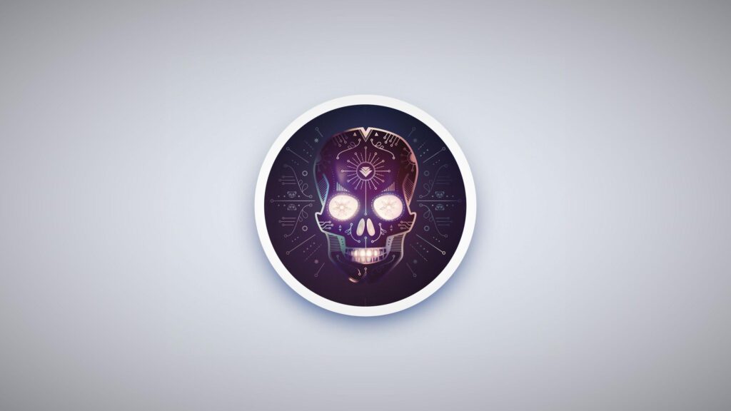 Neon Cyberpunk Skull Digital Art Minimalist Desktop Wallpaper