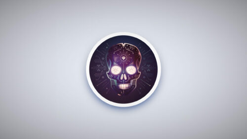 Neon Cyberpunk Skull Digital Art Minimalist Desktop Wallpaper