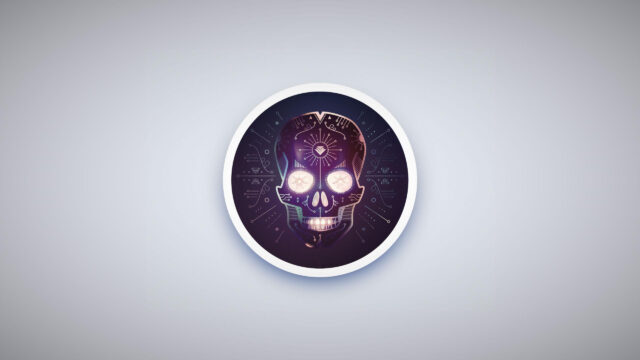 Neon Cyberpunk Skull Digital Art Minimalist Desktop Wallpaper