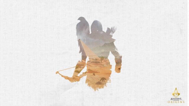 Assassin's Creed Origins Bayek Silhouette Egyptian Desert 4K Desktop Wallpaper