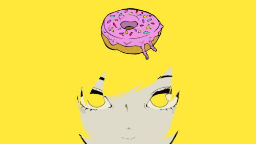 Minimalist Anime Girl with Pink Donut Graphic Illustration 4K Wallpaper
