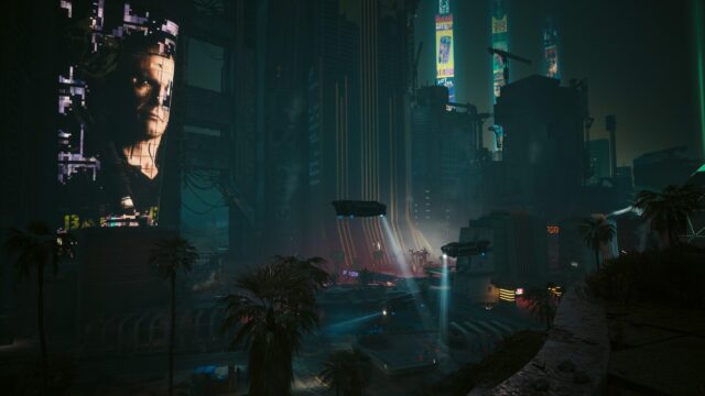 Cyberpunk 2077 Night City Skyline with Flying Vehicles 4K PC Wallpaper