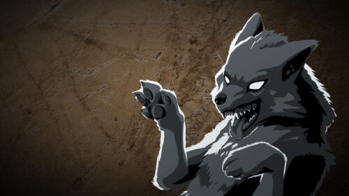 Aggressive Dark Grey Cartoon Wolf Illustration Desktop Wallpaper