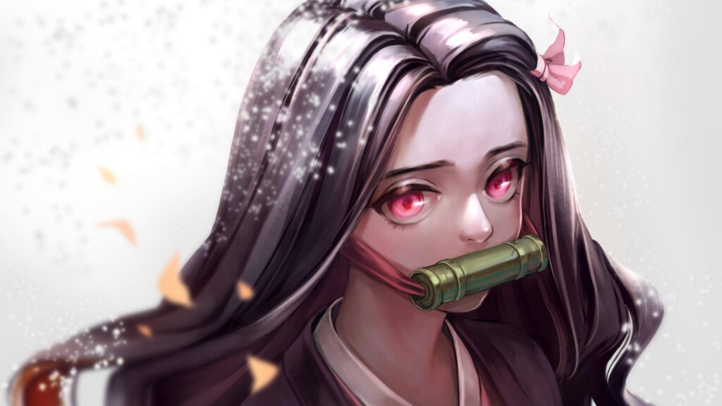 Nezuko Kamado Demon Slayer Anime Aesthetic Portrait 4K Desktop Wallpaper