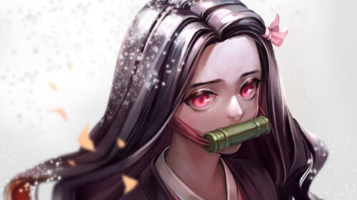 Nezuko Kamado Demon Slayer Anime Aesthetic Portrait 4K Desktop Wallpaper