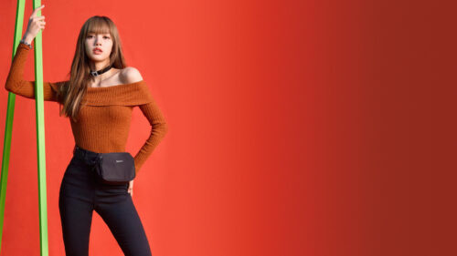 Lisa Blackpink Trendy Red Studio Background Desktop Wallpaper