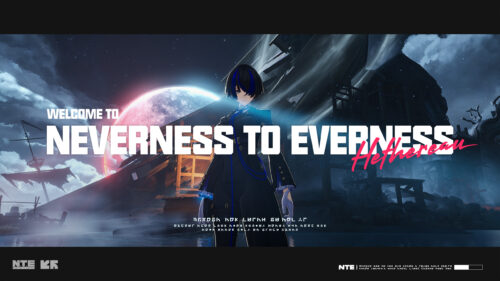 Anime Girl Standing Before Hethereau Moonscape Neverness to Everness 4K Desktop Wallpaper